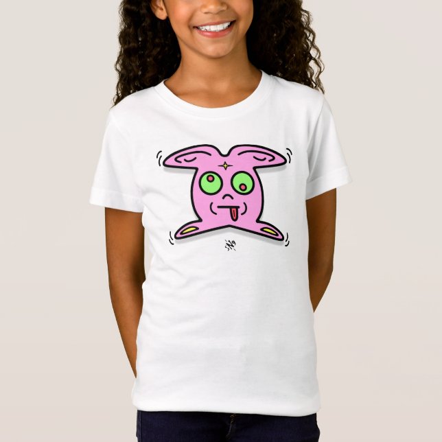 Pink Bunny Thingy Cute Weird Creature T-Shirt (Front)