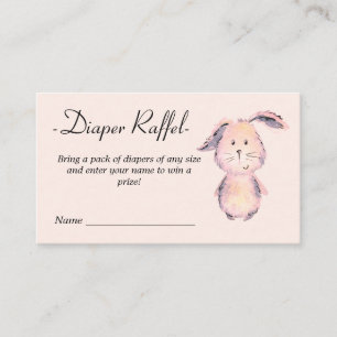 Pink Bunny Watercolor Baby Shower Diaper Raffle Enclosure Card