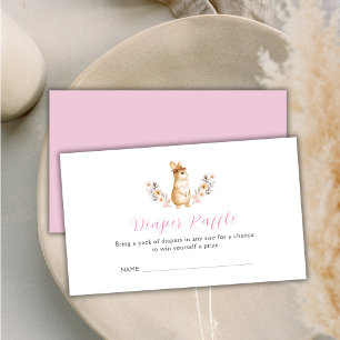 Pink Bunny Wildflower Diaper Raffle Baby Shower Enclosure Card
