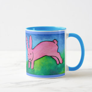 Pink Bunny with blue handle Mug