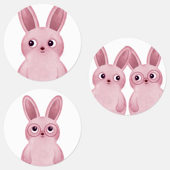 Pink bunny with glasses (Group)