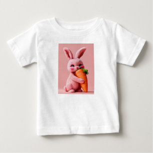 Pink Bunny's Carrot Hug" Baby Fine Jersey T-Shirt