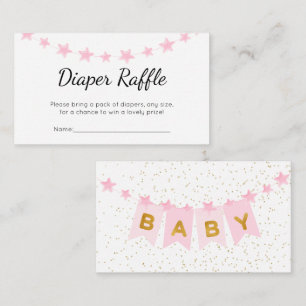 Pink Bunting Flags Baby Shower Diaper Raffle Enclosure Card