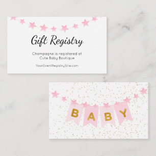 Pink Bunting Flags Baby Shower Gift Registry Enclosure Card