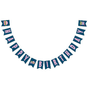 Pink Burger and Fries Happy Birthday Bunting