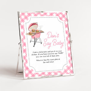 Pink Burger BBQ Baby Shower Don't Say Baby Poster