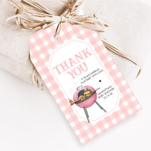 Pink Burger BBQ Baby Shower Favor Tags