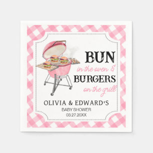 Pink Burger BBQ Baby Shower Napkin