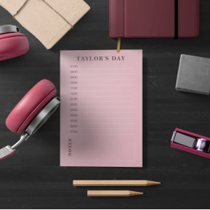 Pink & Burgundy 7 AM - 7 PM Daily Planning Post-it Notes
