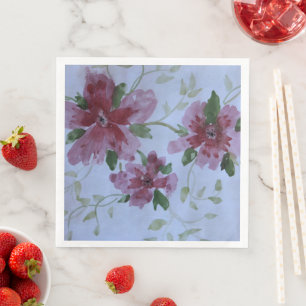 Pink Burgundy and Blue Napkin