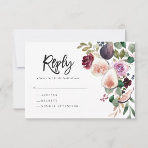 Pink, burgundy and fig floral bold script reply
