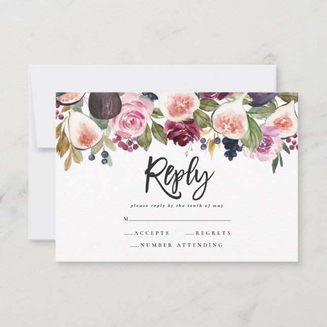 Pink, burgundy and fig floral bold script reply (Front)