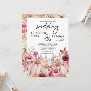 Pink Burgundy Autumn Wedding Pumpkin Invitation