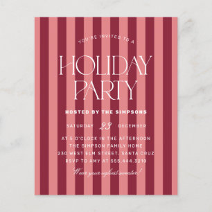 Pink & Burgundy Budget Christmas Party Invitation