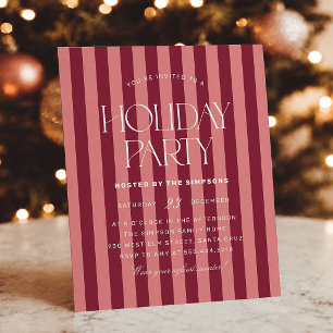 Pink & Burgundy Budget Christmas Party Invitation