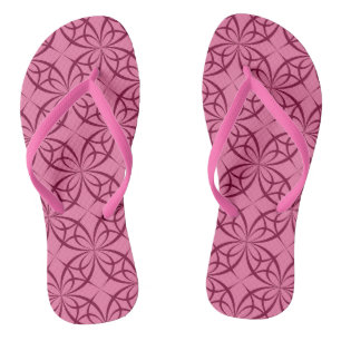 Pink Burgundy Curve Pattern Beachy Jandals