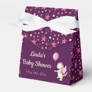 Pink Burgundy Cute Dragon Girl Baby Shower Favour Box