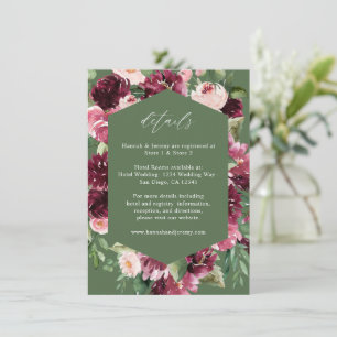 Pink & Burgundy Floral 7 Details - Green Enclosure Card