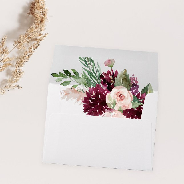 Pink & Burgundy Floral 7  Envelope (Creator Uploaded)