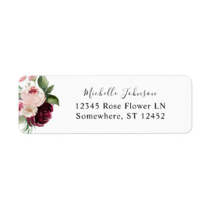 Pink & Burgundy Floral 7  Return Address