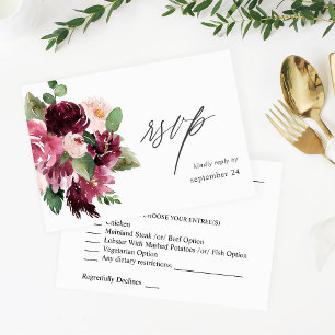 Pink & Burgundy Floral 7 w Meal RSVP