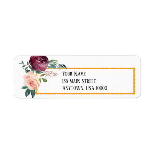 Pink & Burgundy Floral Address Label