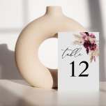 Pink & Burgundy Floral Boho Table Number<br><div class="desc">Dress up your wedding or party tables with your Pink & Burgundy Floral Boho Table Number Card.</div>