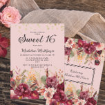 Pink Burgundy Floral Gold Glitter Sweet 16 Invitation<br><div class="desc">Elegant pink and burgundy watercolor floral and greenery Sweet 16 birthday party invitation with gold glitter. Contact me for assistance with customisation or to request additional matching or coordinating Zazzle products for your celebration.</div>