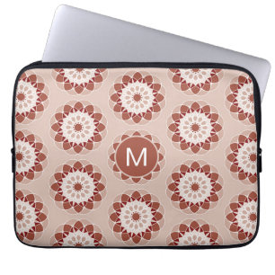 Pink Burgundy Floral Mandala Pattern Monogram Laptop Sleeve
