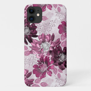 Pink, burgundy flowers on dusty pink Case-Mate iPhone case