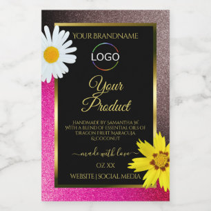Pink Burgundy Glitter Black Product Labels Logo