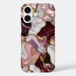 Pink Burgundy Marble Phone Case Gold Luxury