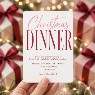 Pink Burgundy Modern Christmas Dinner Invitation
