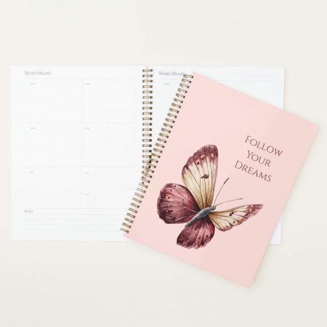 Pink Burgundy Red Cream Butterfly Planner (Display)