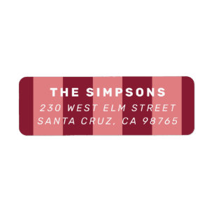 Pink & Burgundy Stripes Modern Return Address