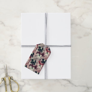 Pink, burgundy watercolor flowers gift tags