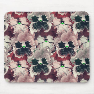 Pink, burgundy watercolor flowers mouse pad