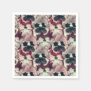Pink, burgundy watercolor flowers napkin