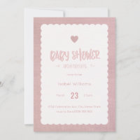 Pink Burlap Baby Shower Invitation - Blank Reverse