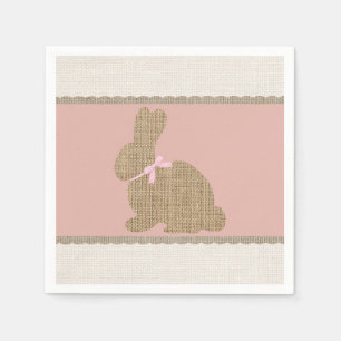 Pink & Burlap Rustic Bunny Easter Baby Shower Napkin