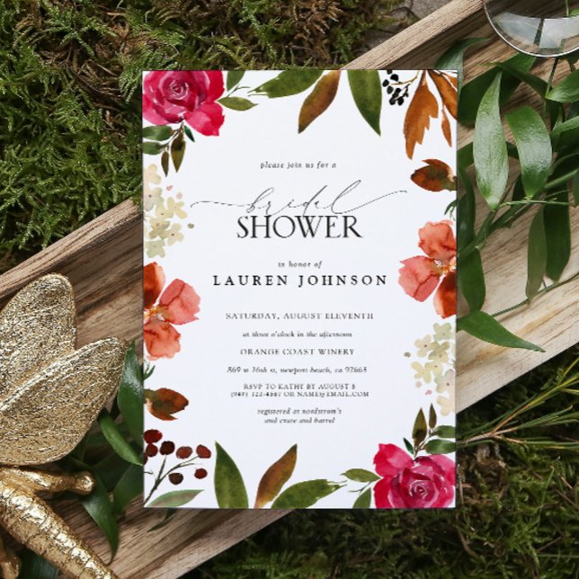 Pink & Burnt Orange Autumn Floral Bridal Shower Invitation (Bridal Shower Invitation!)