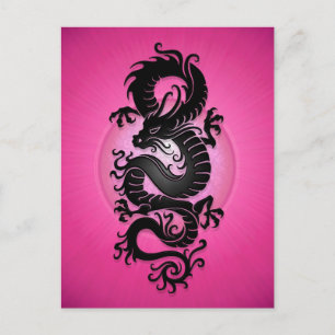Pink Burst Chinese Dragon Postcard
