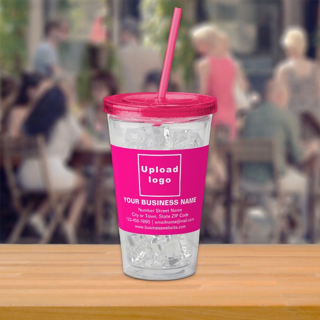 Pink Business Brand on Acrylic Tumbler (Acrylic tumbler with your business brand in pink)