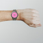 Pink Business Brand on Men's Watch<br><div class="desc">Your business logo on pink background on men's watch. Accessory that you can include in your promotional products, giveaway items or gifts to your customers or clients to advertise your business or to promote your brand. Customisable watch that you can put your business logo to build brand name awareness. Please...</div>