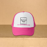 Pink Business Brand on Trucker Hat<br><div class="desc">Pink business brand on customisable trucker hat. Customise it by typing your business name and uploading your business logo. You can include it in your promotional products, giveaway items or gifts to your customers or clients, a marketing strategy to advertise your business or to promote your brand. Customisable trucker hat...</div>