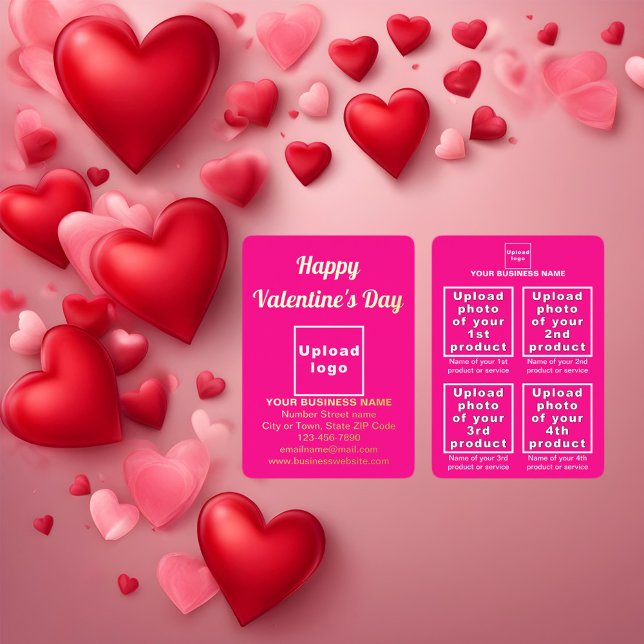 Pink Business Brand on Valentine (Pink business brand on Valentine foil holiday card. Front and back sides.)