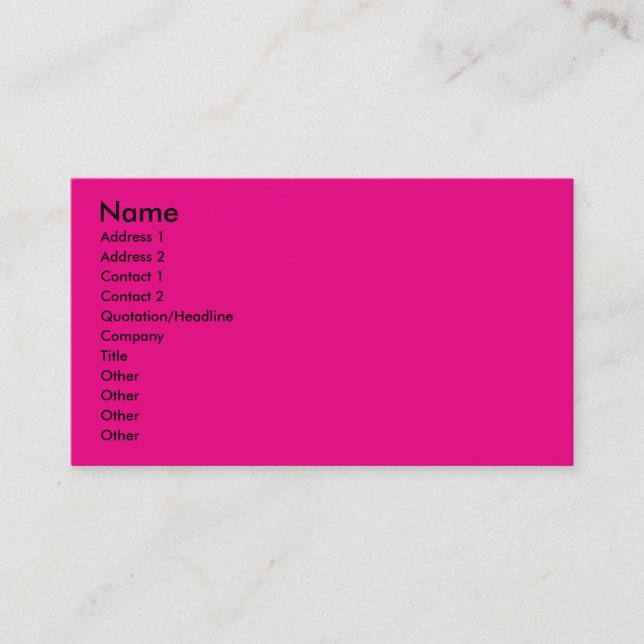 pink business card (Front)