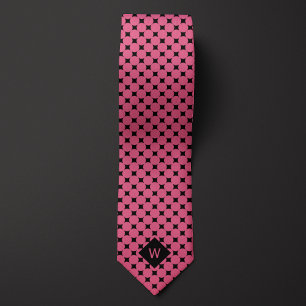 Pink Business Circles Monogram Tie