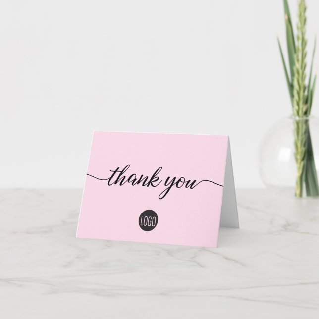 Pink Business Customer Appreciation Thank you Card (Front)