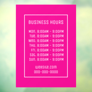 Pink Business Hours Sign